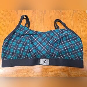 NWT Victoria's Secret Bralette Green Plaid With Black Size XXL